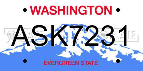 ASK7231 Washington License Plate