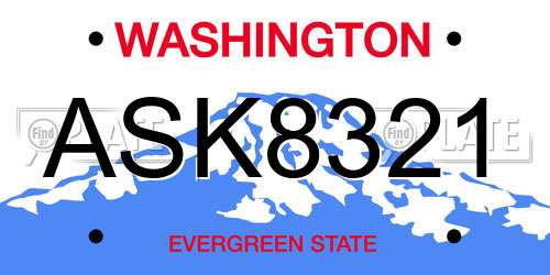 ASK8321 Washington License Plate
