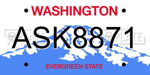 ASK8871 Washington License Plate
