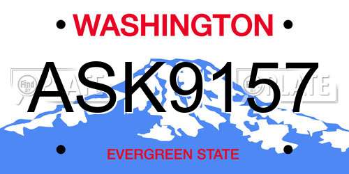 ASK9157 Washington License Plate