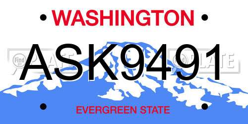 ASK9491 Washington License Plate