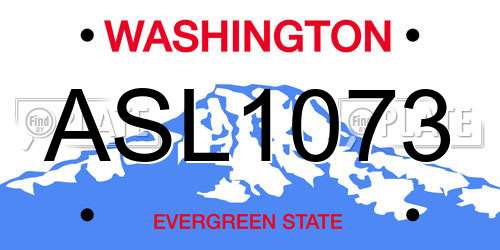 ASL1073 Washington License Plate