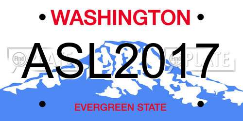 ASL2017 Washington License Plate