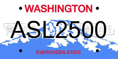 ASL2500 Washington License Plate