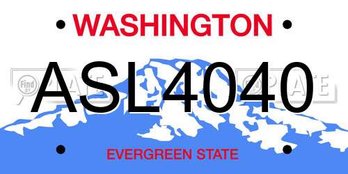 ASL4040 Washington License Plate