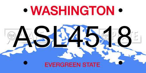 ASL4518 Washington License Plate