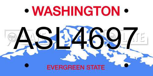 ASL4697 Washington License Plate