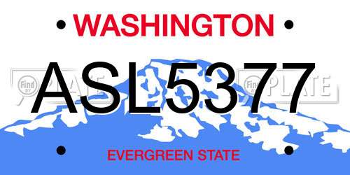 ASL5377 Washington License Plate