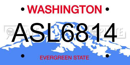 ASL6814 Washington License Plate