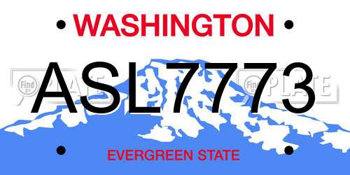 ASL7773 Washington License Plate
