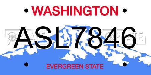 ASL7846 Washington License Plate