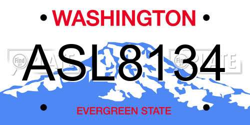 ASL8134 Washington License Plate