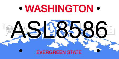 ASL8586 Washington License Plate