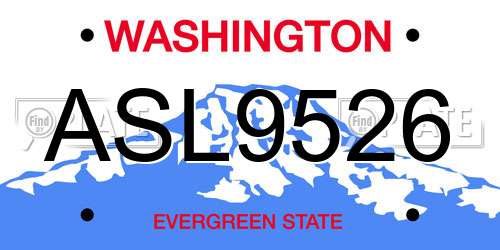 ASL9526 Washington License Plate