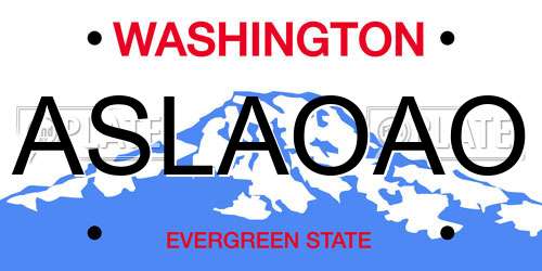 ASLAOAO Washington License Plate