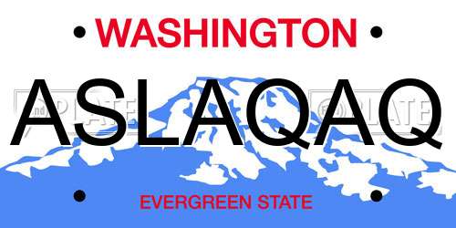 ASLAQAQ Washington License Plate
