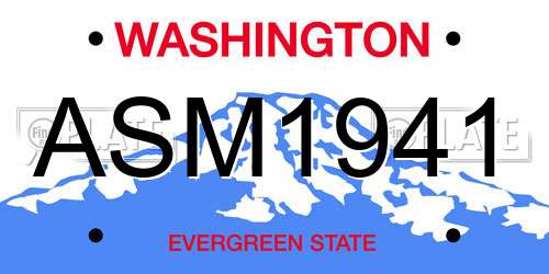 ASM1941 Washington License Plate