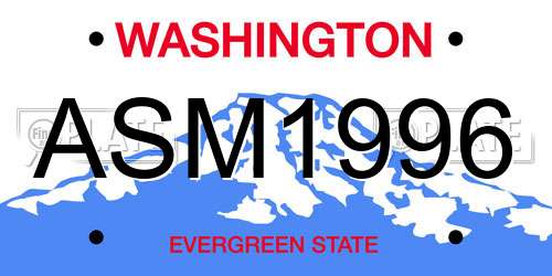 ASM1996 Washington License Plate