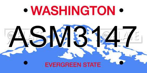 ASM3147 Washington License Plate