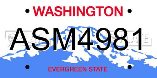 ASM4981 Washington License Plate
