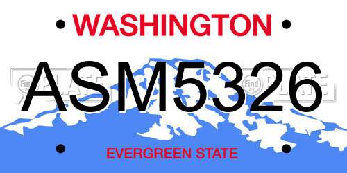 ASM5326 Washington License Plate