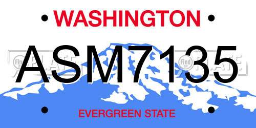 ASM7135 Washington License Plate