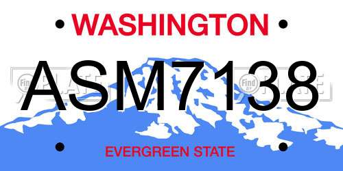 ASM7138 Washington License Plate