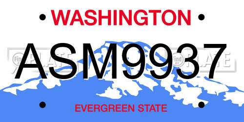 ASM9937 Washington License Plate