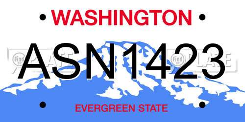 ASN1423 Washington License Plate