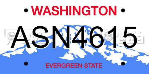 ASN4615 Washington License Plate