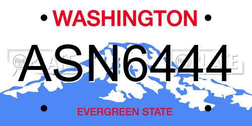 ASN6444 Washington License Plate