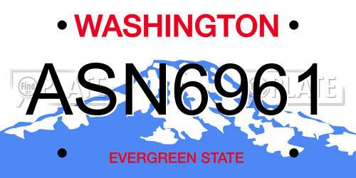 ASN6961 Washington License Plate