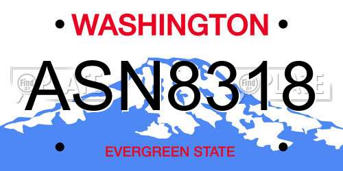 ASN8318 Washington License Plate