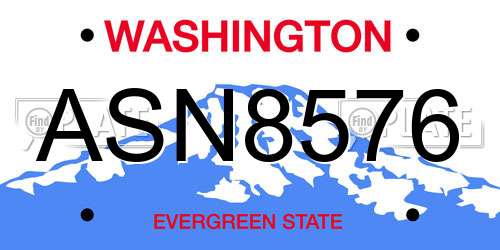 ASN8576 Washington License Plate