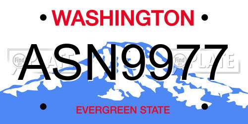 ASN9977 Washington License Plate