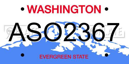 ASO2367 Washington License Plate