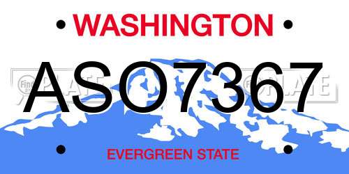 ASO7367 Washington License Plate