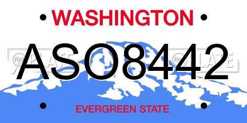 ASO8442 Washington License Plate