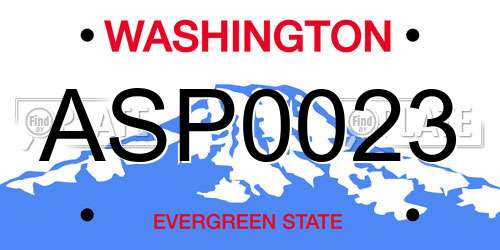 ASP0023 Washington License Plate