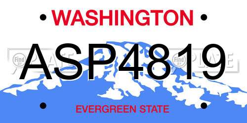 ASP4819 Washington License Plate