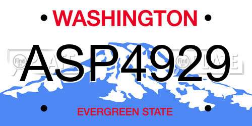 ASP4929 Washington License Plate