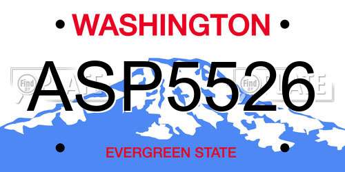 ASP5526 Washington License Plate