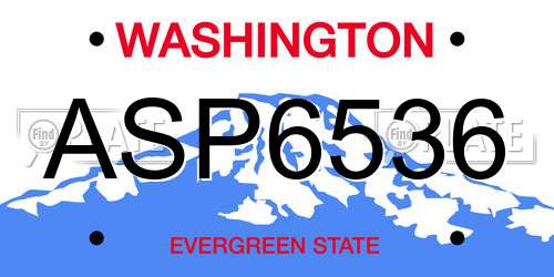 ASP6536 Washington License Plate