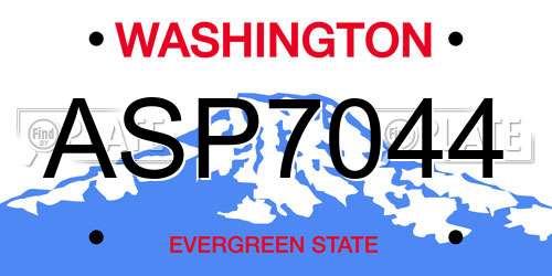 ASP7044 Washington License Plate
