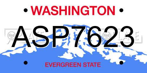 ASP7623 Washington License Plate