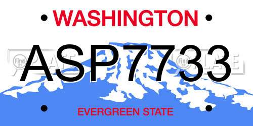 ASP7733 Washington License Plate