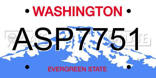 ASP7751 Washington License Plate