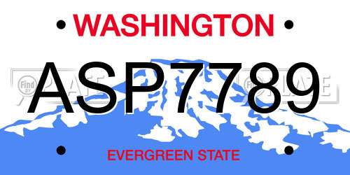 ASP7789 Washington License Plate