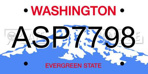 ASP7798 Washington License Plate