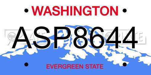 ASP8644 Washington License Plate